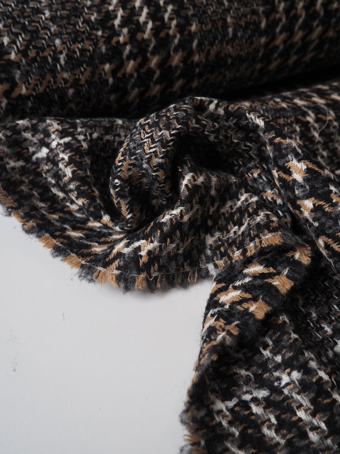 Grey + Camel Check Wool Blend Coating