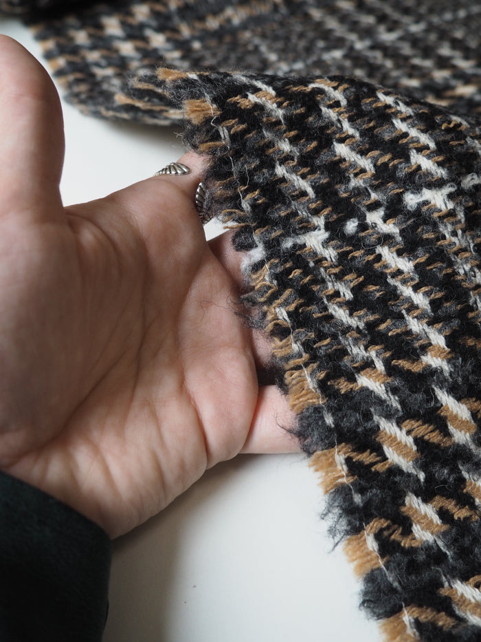 Grey + Camel Check Wool Blend Coating