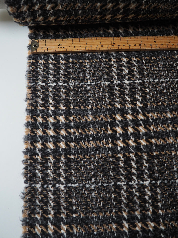 Grey + Camel Check Wool Blend Coating