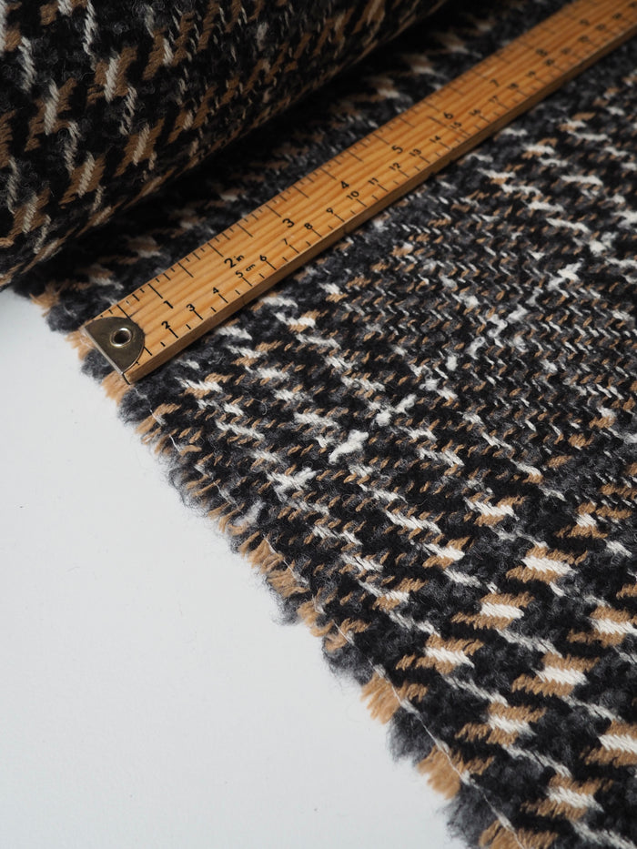 Grey + Camel Check Wool Blend Coating