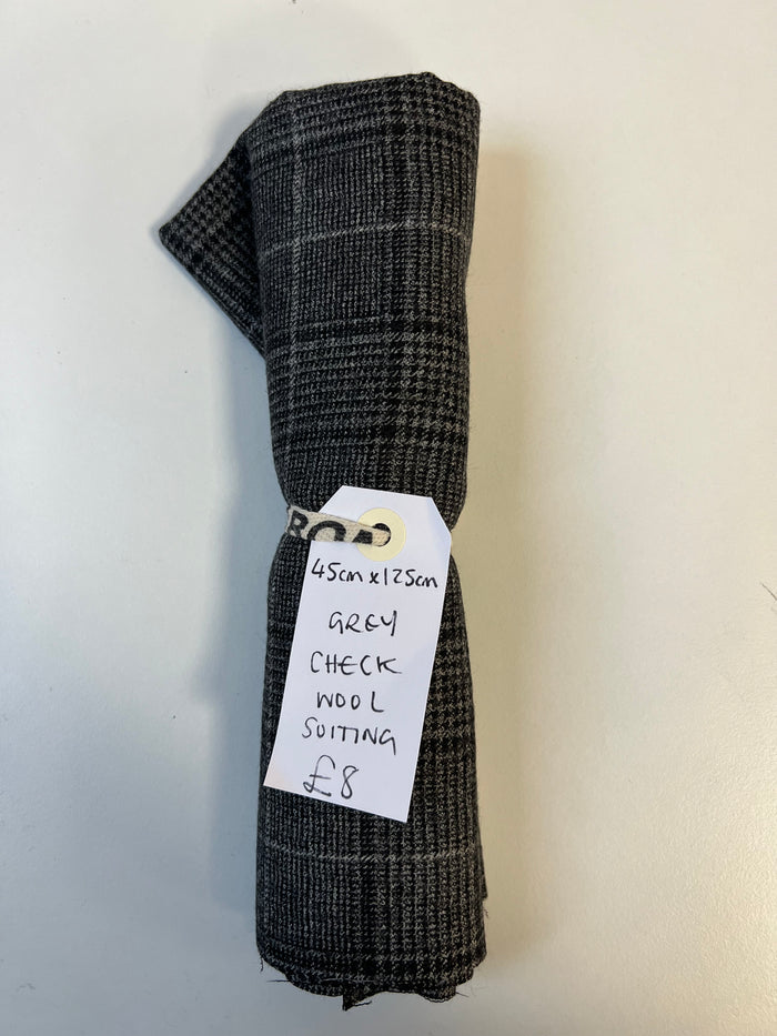 Grey Check Wool Suiting Remnant