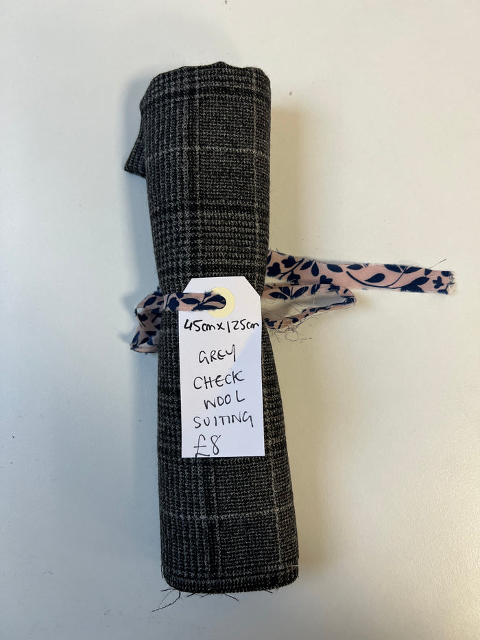 Grey Check Wool Suiting Remnant