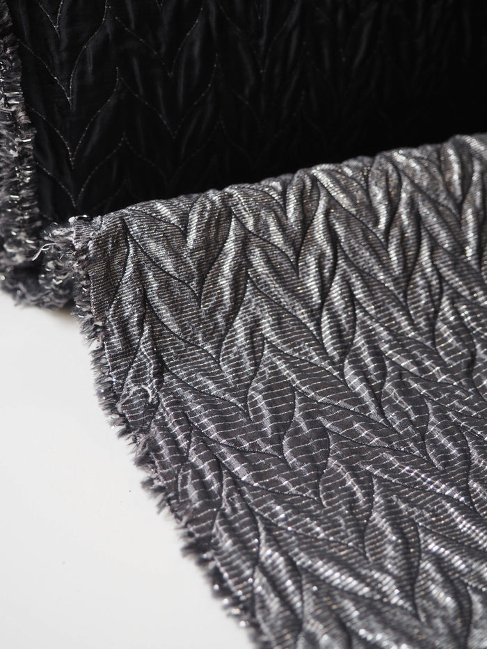 Gunmetal Stripe Chevron Cloqué