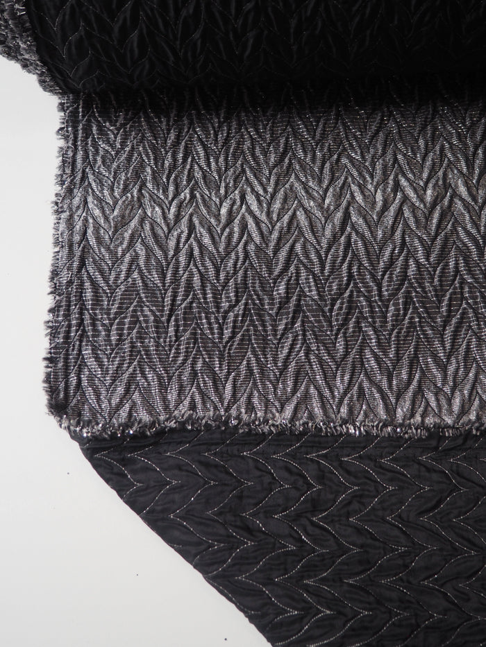 Gunmetal Stripe Chevron Cloqué