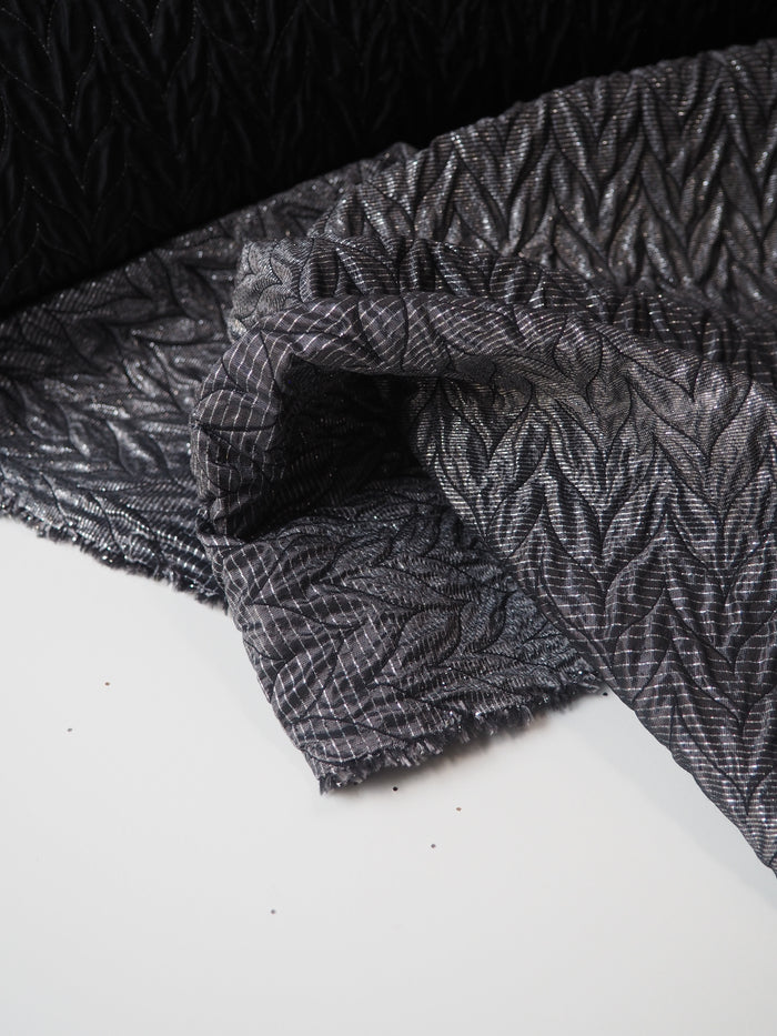 Gunmetal Stripe Chevron Cloqué