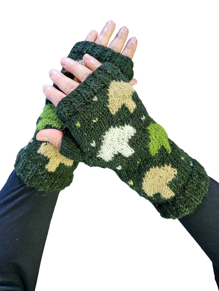 Handmade Knit Handwarmers ~ Mushrooms