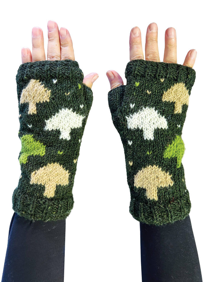 Handmade Knit Handwarmers ~ Mushrooms