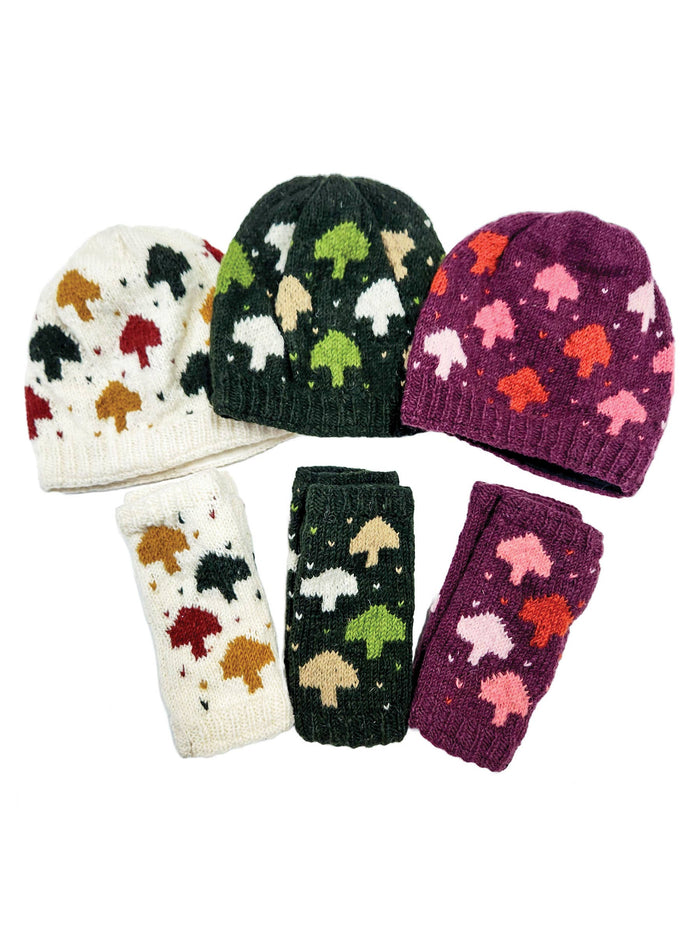 Handmade Knit Handwarmers ~ Mushrooms