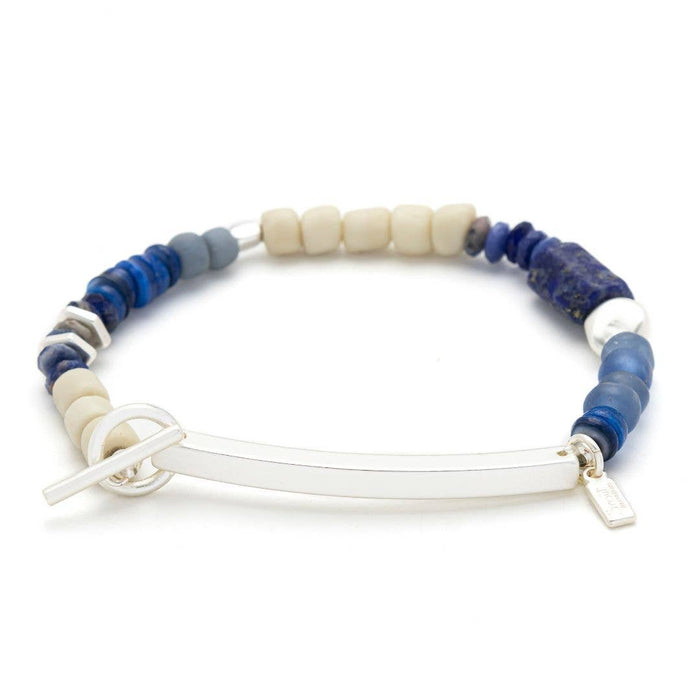 Hidden Message Bracelet - Brave AF/Lapis/Silver