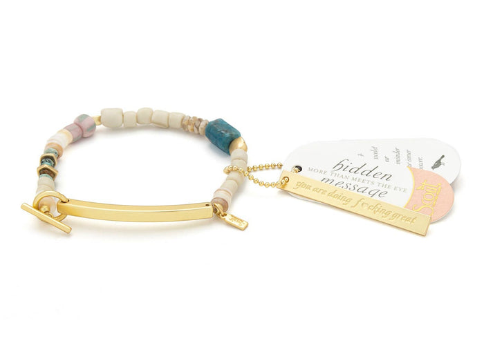 Hidden Message Bracelet - F♥cking Great/Blue Apatite/Gold