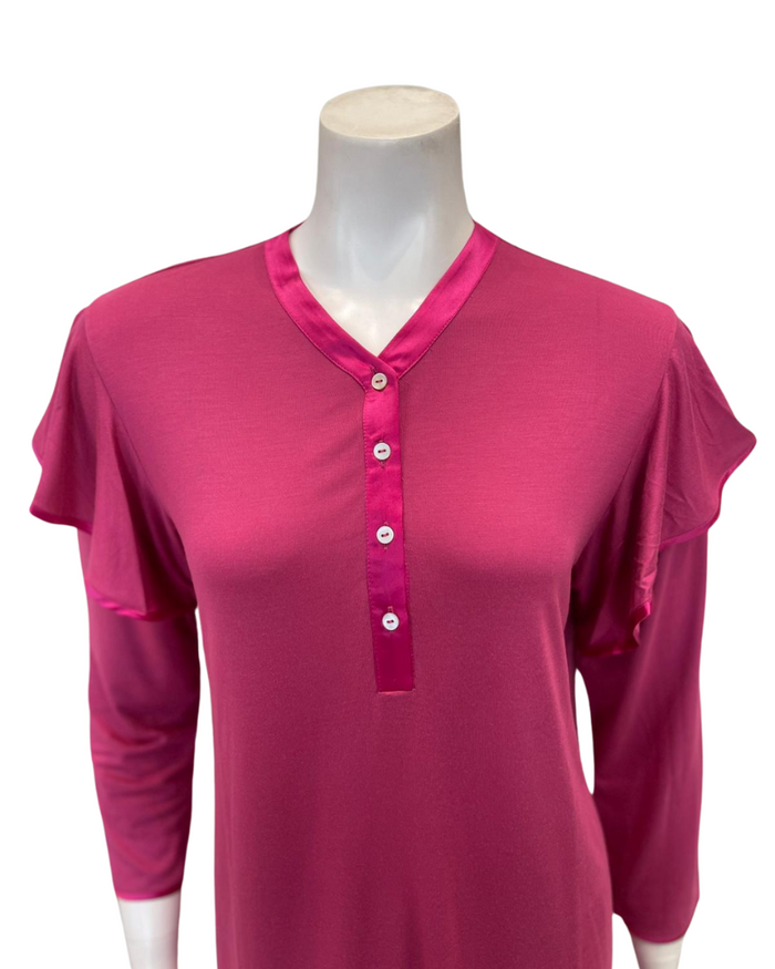 Iora Lingerie 25222M Magenta V Neck Flutter Sleeve Modal Pajamas Set Myselflingerie.com