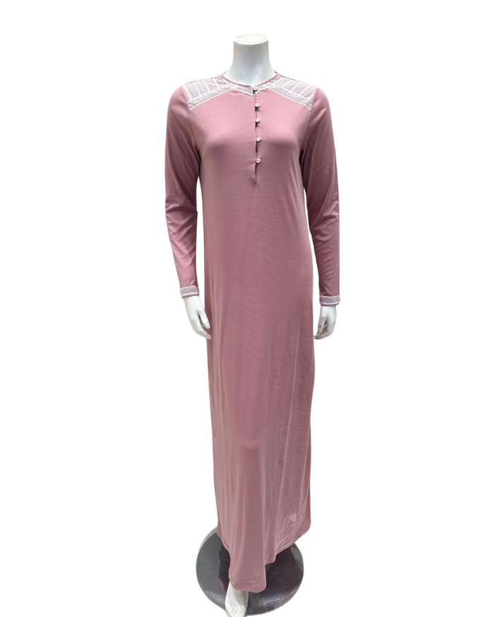 Iora Lingerie Rose Shoulder Detail Button Down Cotton Nightgown