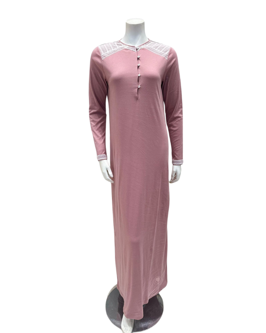 Iora Lingerie Rose Shoulder Detail Button Down Cotton Nightgown