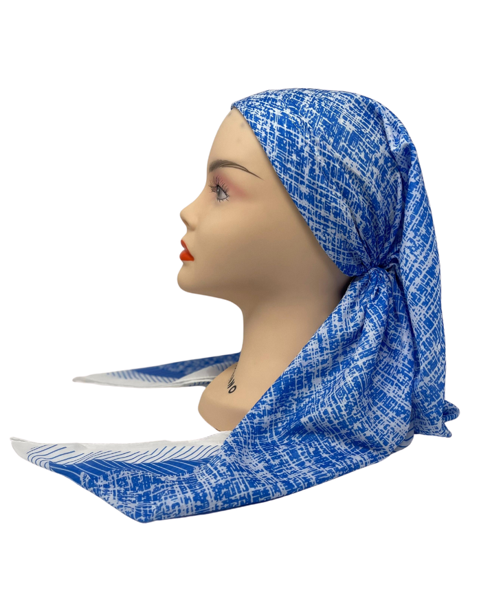 It's Younique OB-ARR-BL Blue and White Arrows Pre-Tied Open Back Bandanna with Velvet Grip Myselflingerie.com