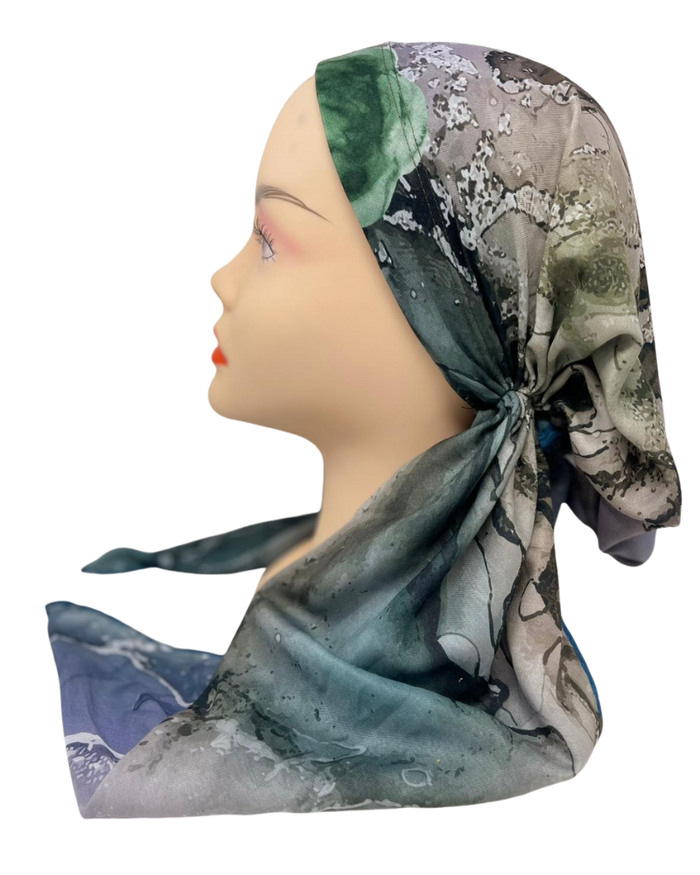 It's Younique PP-WA-BL Blue Watercolor Pre-Tied Bandanna with Velvet Grip Myselflingerie.com