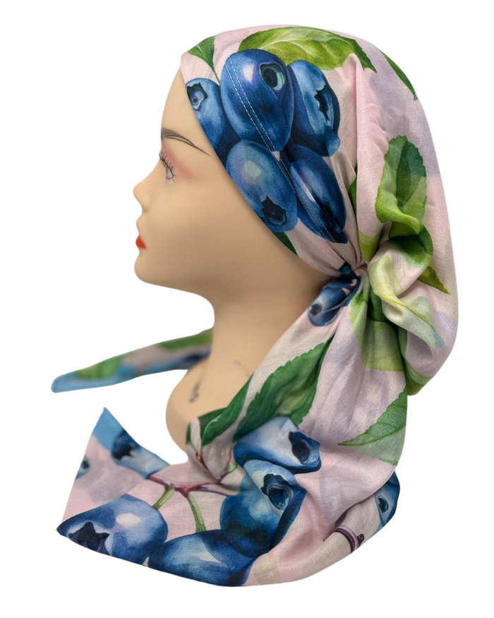 It's Younique PP-BL-PI Blueberries Print Pre-Tied Bandanna with Velvet Grip Myselflingerie.com
