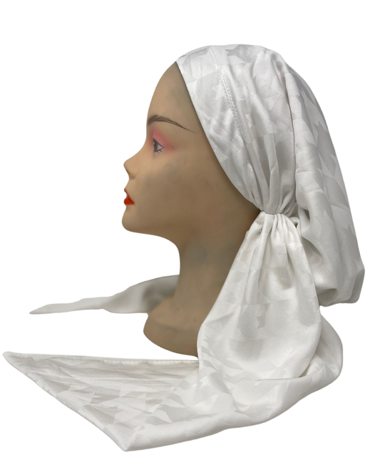 It's Younique PP-HO-WH White Houndstooth Pre-Tied Bandanna with Velvet Grip Myselflingerie.com
