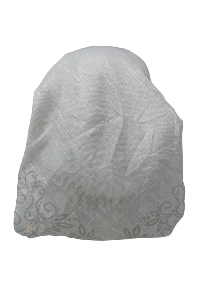 It's Younique OB-LACE-SI White with Silver Lace Border Design Pre-Tied Open Back Bandanna with Velvet Grip Myselflingerie.com