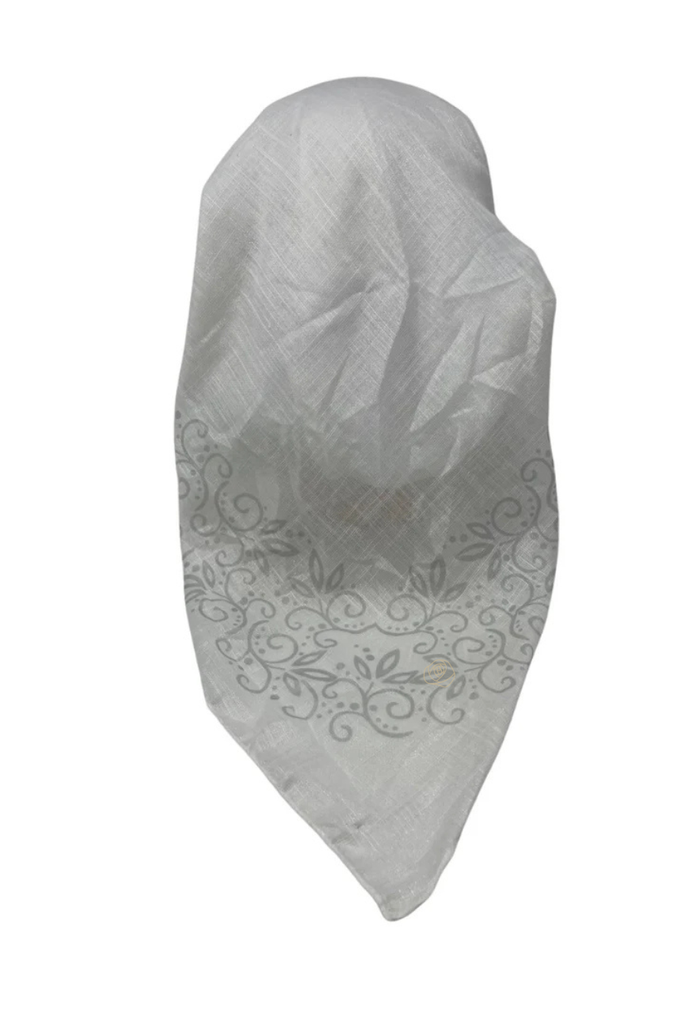 It's Younique OB-LACE-SI White with Silver Lace Border Design Pre-Tied Open Back Bandanna with Velvet Grip Myselflingerie.com