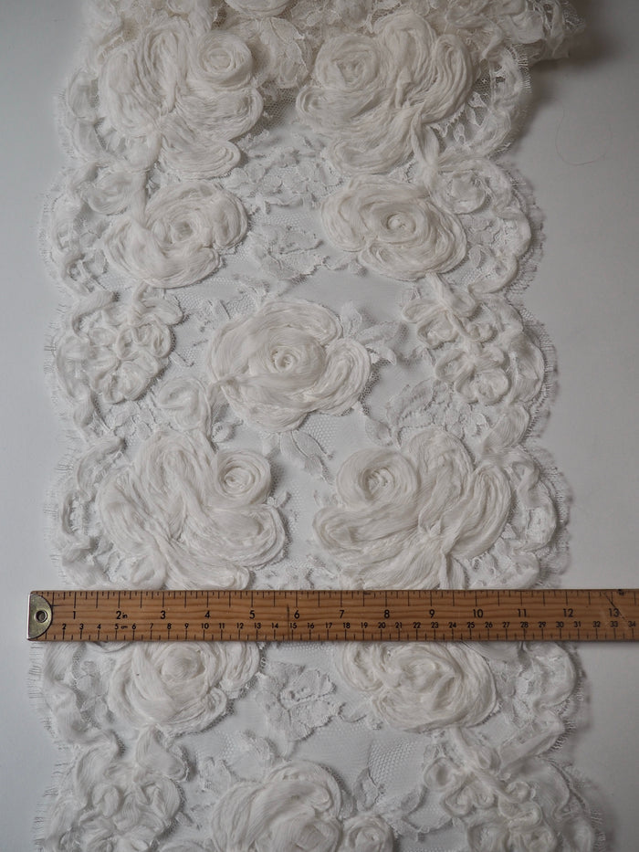 Ivory Appliqué Rose Lace Trim 30cm