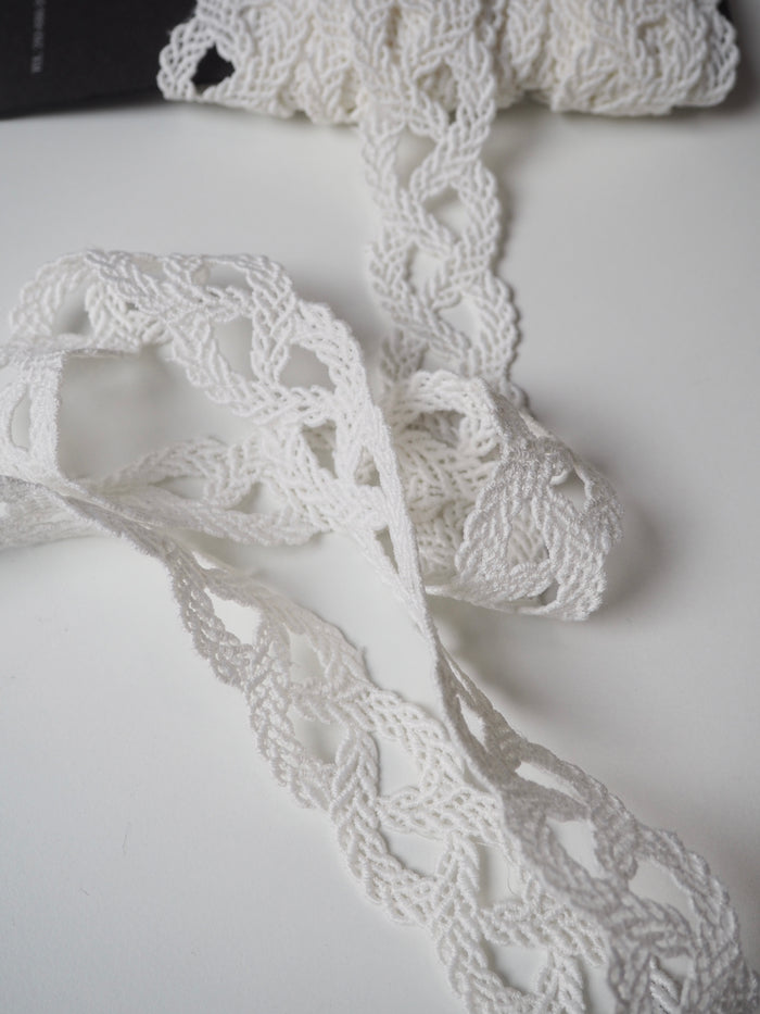 Ivory Braided Rope Lace Trim 30mm
