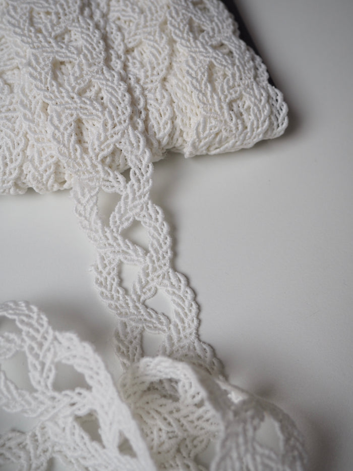 Ivory Braided Rope Lace Trim 30mm