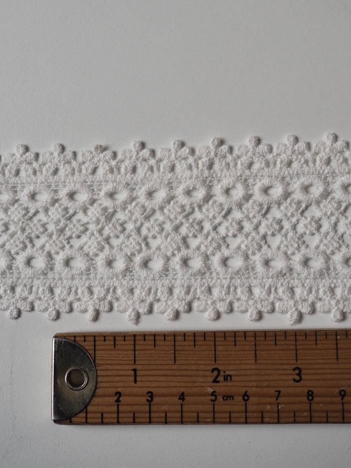 Ivory Cotton Daisy Scallop Lace Trim 60mm