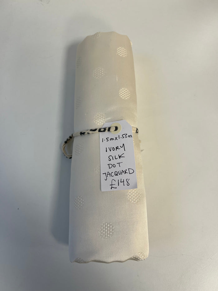 Ivory Silk Dot Jacquard Remnant