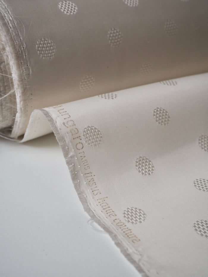 Ivory Silk Dot Jacquard