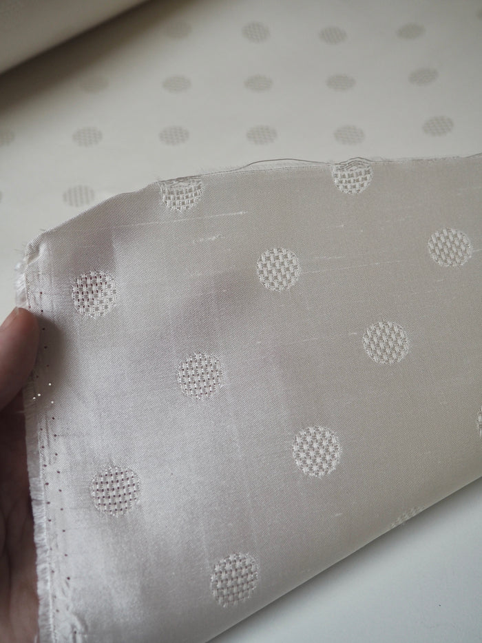 Ivory Silk Dot Jacquard