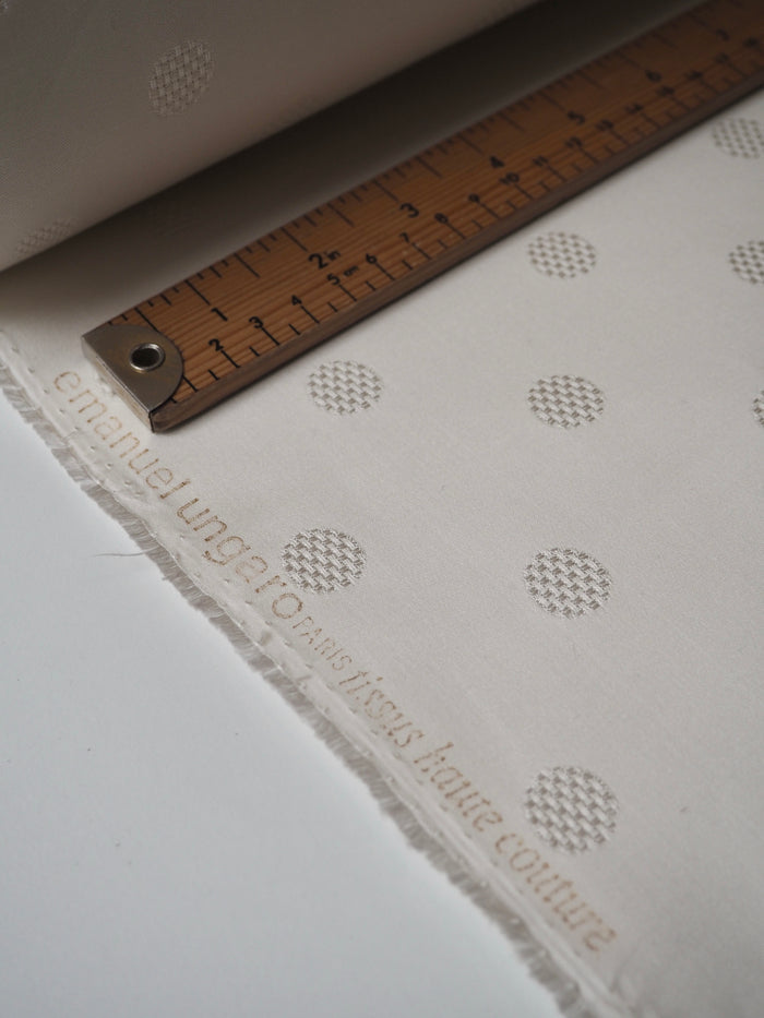 Ivory Silk Dot Jacquard