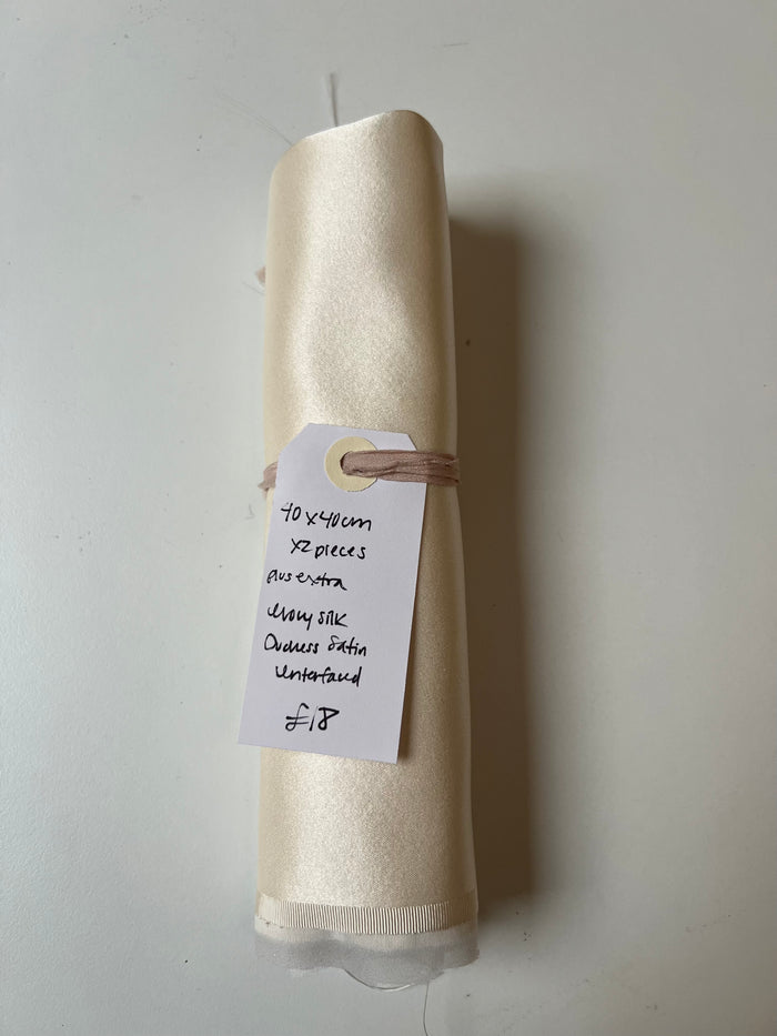 Ivory Silk Duchess Satin Interfaced Remnant