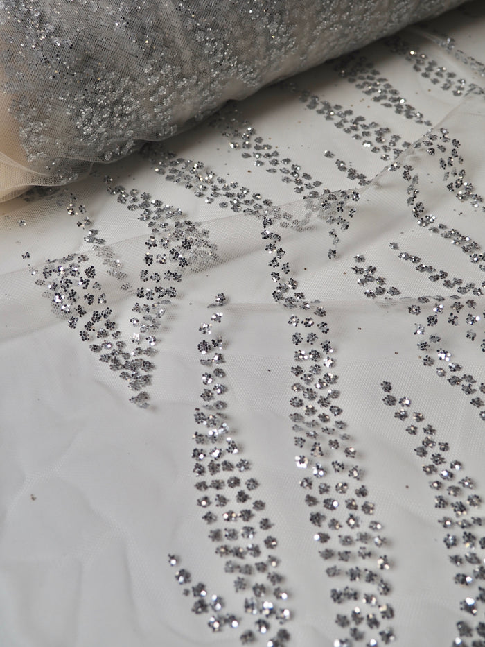 Ivory + Silver Zebra Glitter Tulle