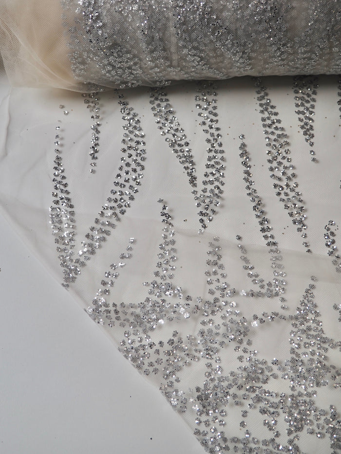 Ivory + Silver Zebra Glitter Tulle
