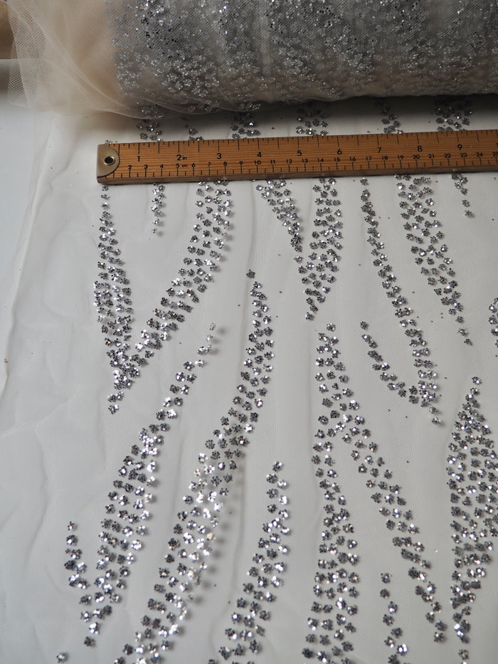 Ivory + Silver Zebra Glitter Tulle