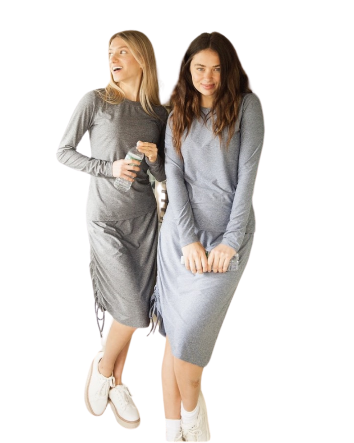 Jackie O' BG-CH Charcoal Heather 2 Piece Activewear Top & Skirt Set Myselflingerie.com