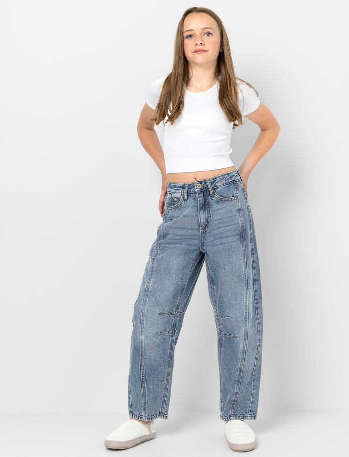 Jean à jambe ballon en denim épais
