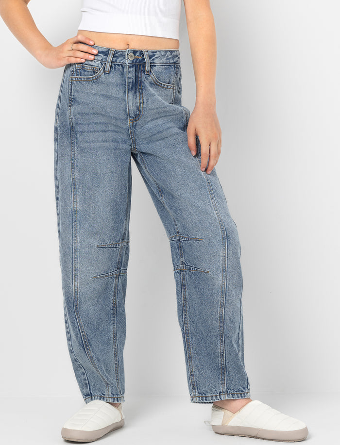 Jean à jambe ballon en denim épais