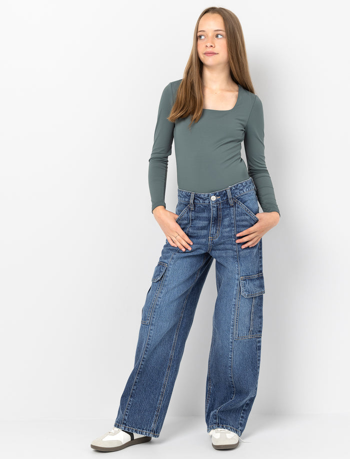 Jean à jambe large en denim pour fille