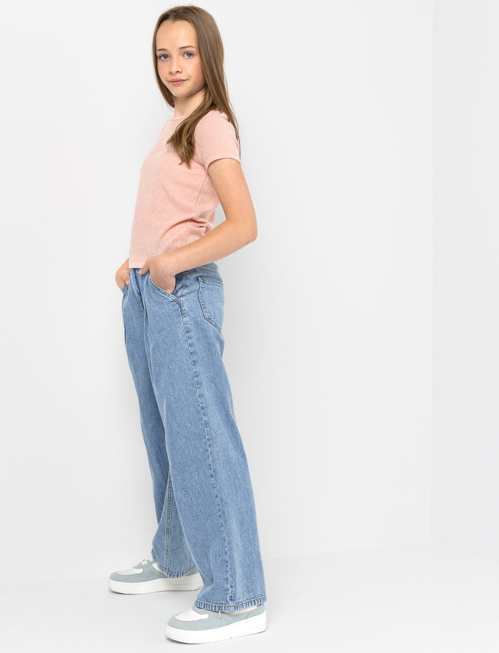 Jean à jambe large en denim pour fille