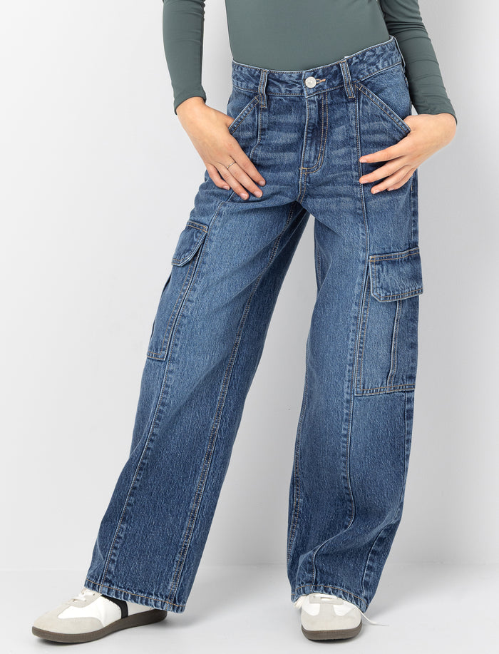 Jean à jambe large en denim pour fille