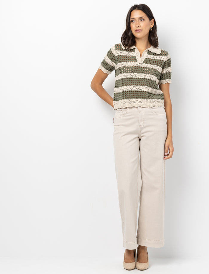 Jean jambe large à taille régulière pour femme