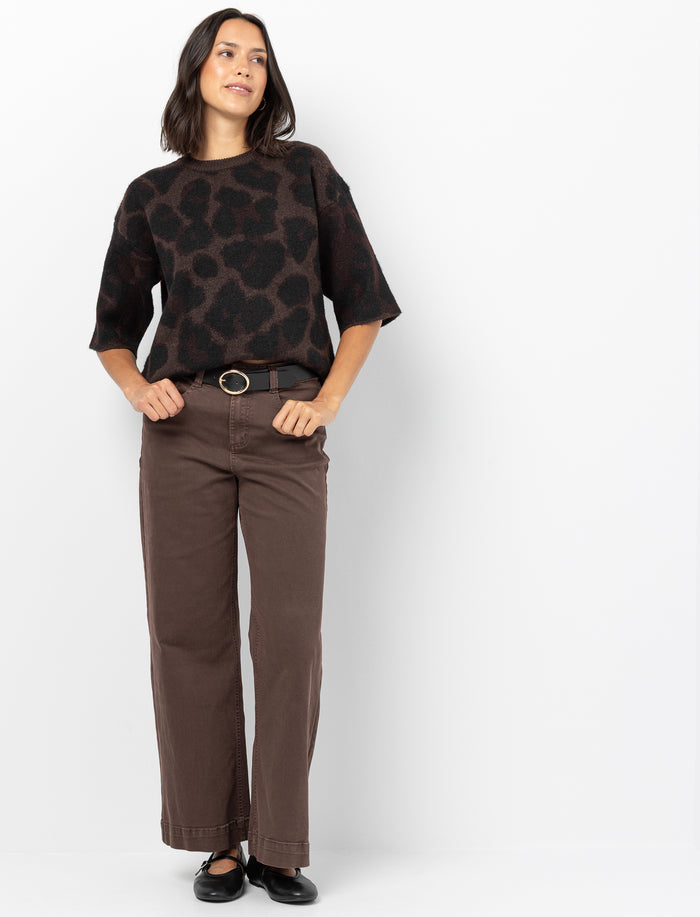 Jean jambe large à taille régulière pour femme