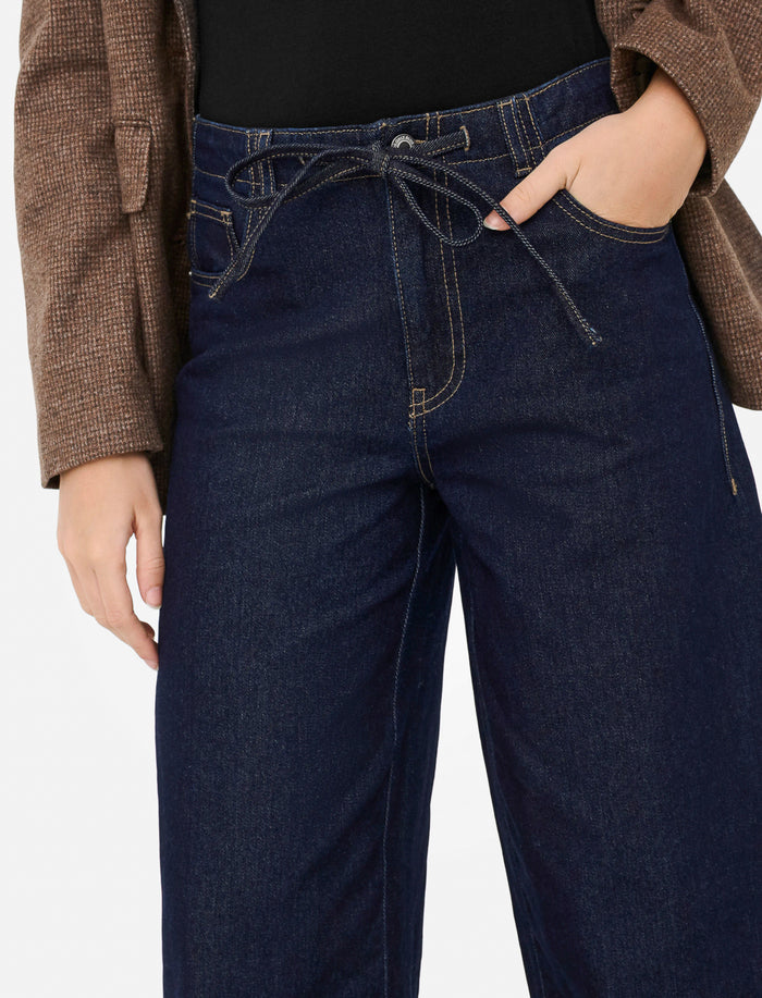 Jean jambes larges à cordon pour femme