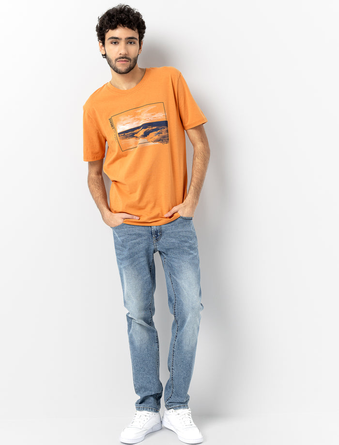Jeans jambe étroite délavé