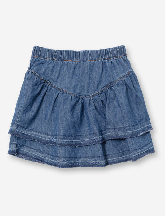 Jupe en denim à volants