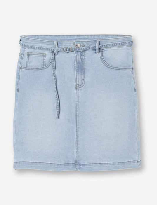 Jupe en denim avec ceinture pour femme
