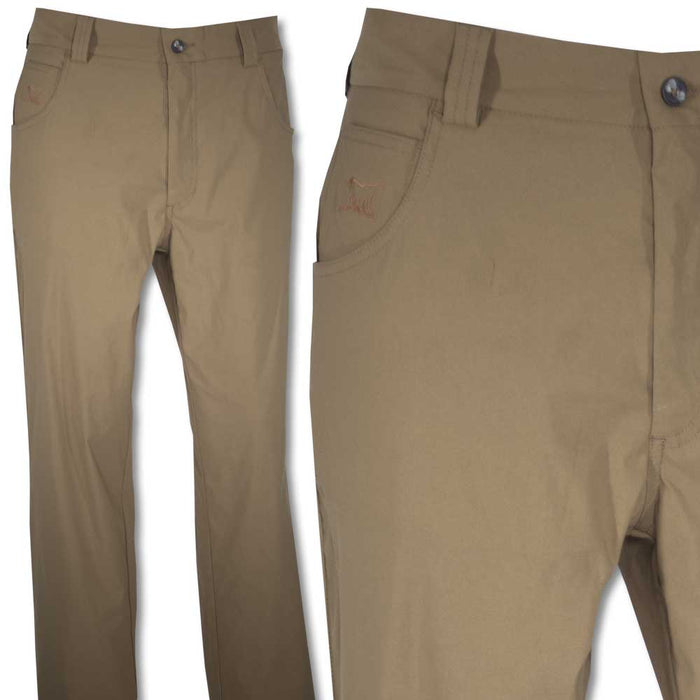 Tan Kevin's Luxury Performance pants featuring a classic five-pocket design and wrinkle-free, lightweight fabric.