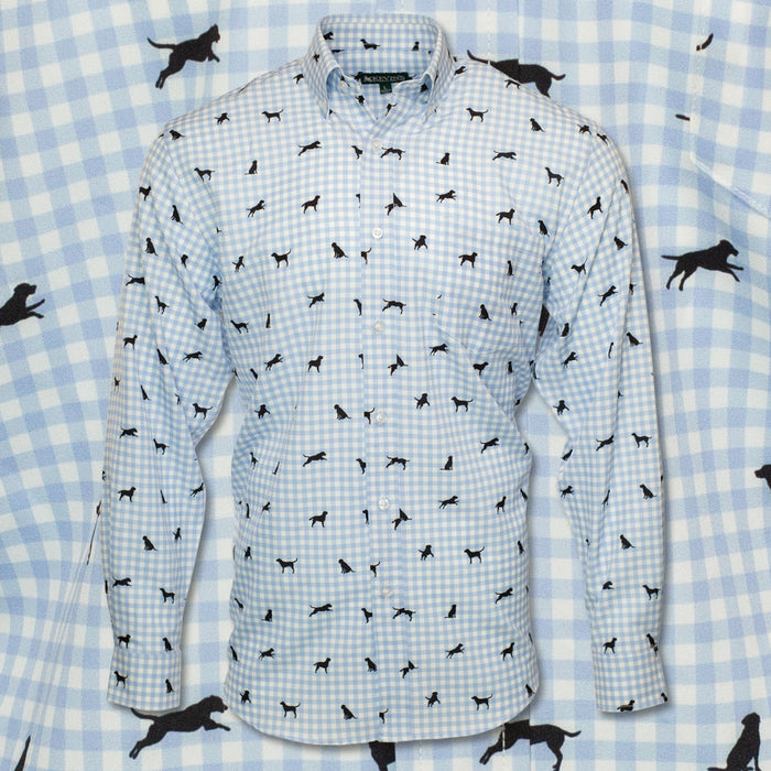 Black Labs Blue Gingham / M