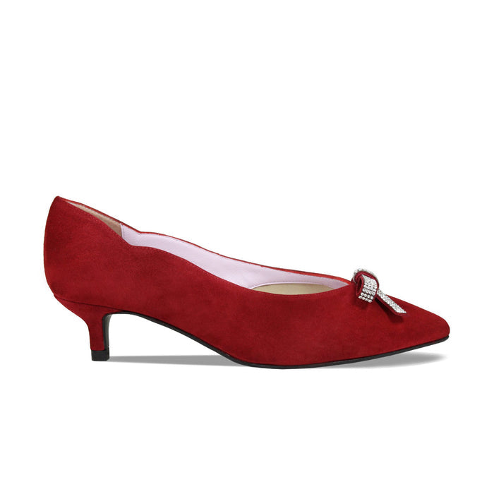 Kylie: Cherry Red Suede & Diamante Shoes Sole Bliss